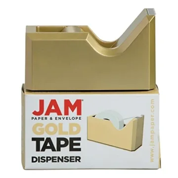 Stylish JAM PAPER Gold Desk Tape Dispenser for All