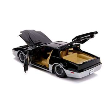 Jada Toys Hollywood Rides Knight Rider K.A.R.1982 Pontiac Firebird 1: 24 Diecast Vehicle with Light Up Feature, Glossy Black / Silver