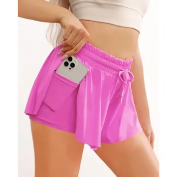 Wsirmet Flowy Butterfly Shorts for Women with Pockets
