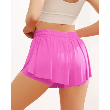 Wsirmet Flowy Butterfly Shorts for Women with Pockets