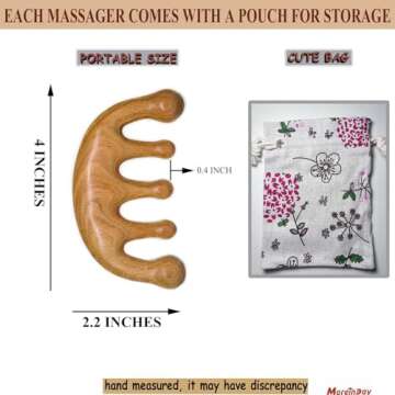 Moreinday 2 Pack Wooden Scalp Massager Hair Growth Comb, Massage Comb for Scalp Relax, Wood Head Massager Scalp Gua Sha Comb for Women Men - Green Sandalwood