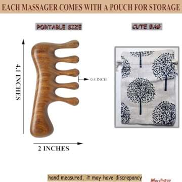 Moreinday 2 Pack Wooden Scalp Massager Hair Growth Comb, Massage Comb for Scalp Relax, Wood Head Massager Scalp Gua Sha Comb for Women Men - Green Sandalwood