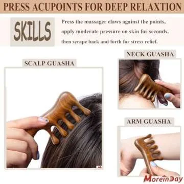 Moreinday 2 Pack Wooden Scalp Massager Hair Growth Comb, Massage Comb for Scalp Relax, Wood Head Massager Scalp Gua Sha Comb for Women Men - Green Sandalwood