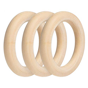 Unfinished Wood Rings for Craft - 20 Pack Smooth Natural Wood Circles for Macrame Rings/DIY Crafts/M...