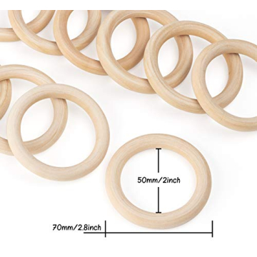 Unfinished Wood Rings - 20 Pack for Crafts & Teething