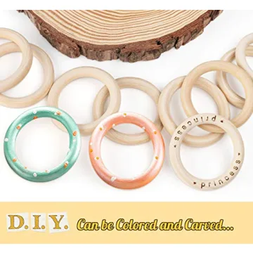 Unfinished Wood Rings - 20 Pack for Crafts & Teething