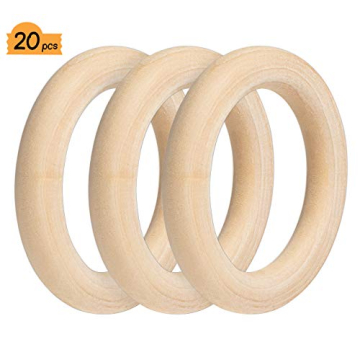 Unfinished Wood Rings - 20 Pack for Crafts & Teething