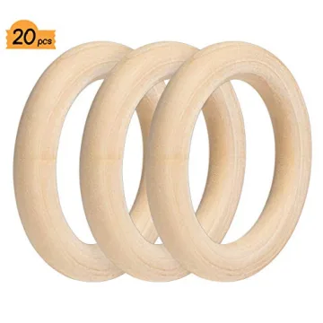 Unfinished Wood Rings - 20 Pack for Crafts & Teething