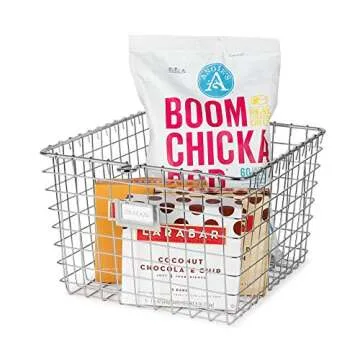 Spectrum Diversified 47970 Wire, Vintage Locker Basket Style, Rustic Farmhouse Chic, Steel Storage for Closets, Pantry, Kitchen, Garage, Bathroom & More, Medium, Pack of 1, Chrome