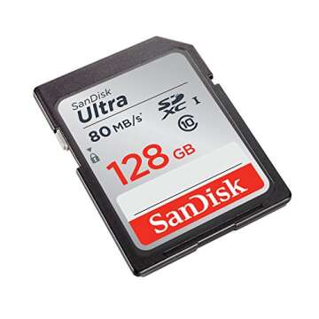 SanDisk Ultra 128GB SDXC UHS-I Memory Card up to 80MB/s (SDSDUNC-128G-GN6IN), Black