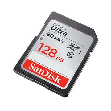 SanDisk Ultra 128GB SDXC UHS-I Memory Card up to 80MB/s (SDSDUNC-128G-GN6IN), Black