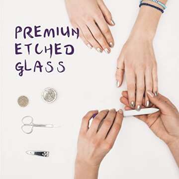 3 Pack Crystal Glass Fingernail File with Case for Natural Nail Professional Czech Glass File Double-Sided Etched Gentle Nail Care Stocking Stuffers for Women or Adults, Unique Gifts