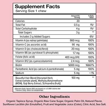 Chewsy - Beautiful Hair - Support for Stronger, Healthy Hair - with Biotin, Horsetail Extract, Goji ...