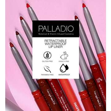 Palladio Retractable Waterproof Lip Liner High Pigmented and Creamy Color Slim Twist Up Smudge Proof Formula with Long Lasting All Day Wear No Sharpener Required, Naked