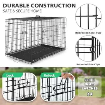BestPet Dog Crate Dog Cage Dog Kennel Metal Wire Double-Door Folding Pet Animal Pet Cage with Plastic Tray and Handle for Small Dogs,24 inches