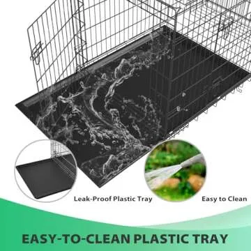 BestPet Dog Crate Dog Cage Dog Kennel Metal Wire Double-Door Folding Pet Animal Pet Cage with Plastic Tray and Handle for Small Dogs,24 inches