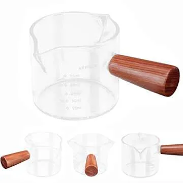 Foyofly 3 oz Espresso Measuring Cup Shot Glasses Measuring Triple Pitcher Double Spouts Glass Creamer Measure Cup for Barista Coffee Carafe Sauce Milk Bar Party Wine Cocktail, 75ML