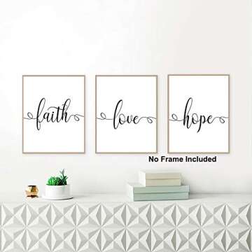 KAIRNE Faith Hope Love Grace Bible Verse Art Print,Set Of 4 (8X10”) Inspirational Typography Art Painting,Christian Quote Canvas Poster For Home Office Decor,Unframed