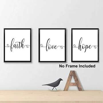 KAIRNE Faith Hope Love Grace Bible Verse Art Print,Set Of 4 (8X10”) Inspirational Typography Art Painting,Christian Quote Canvas Poster For Home Office Decor,Unframed
