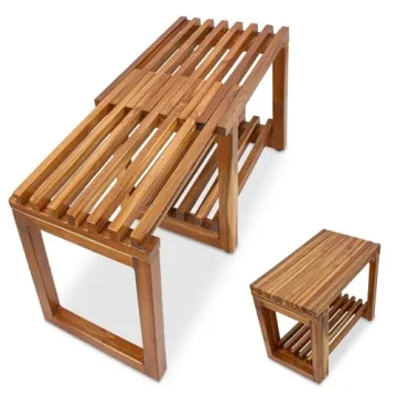 ENKEZI Adjustable Length 29 Inches Shower Stool Bench Chair Waterproof with Storage Shelf for Shavin...