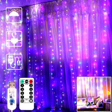 Illuminate Your Space with 300 LED Curtain Lights - Remote Control & 8 Modes for Enchanting Decor