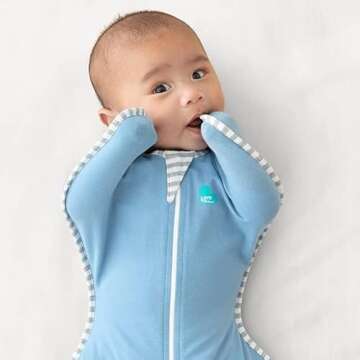 Love to Dream Swaddle, Baby Sleep Sack, Swaddle Up Self-Soothing Swaddles for Newborns, Get Longer Sleep, Snug Fit Helps Calm Startle Reflex, Lite 0.2 Tog Sleep Sack, 5-8.5 lbs, Blue