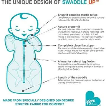 Love to Dream Swaddle, Baby Sleep Sack, Swaddle Up Self-Soothing Swaddles for Newborns, Get Longer Sleep, Snug Fit Helps Calm Startle Reflex, Lite 0.2 Tog Sleep Sack, 5-8.5 lbs, Blue