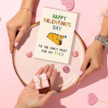 BENNLOOS Lovely Taco Valentines Day Card for Him Her, Naughty Valentine's Day Gift for Husband Wife, Romantic Boyfriend Girlfriend Vday Card, To The Only Meat for My Taco