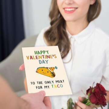 BENNLOOS Lovely Taco Valentines Day Card for Him Her, Naughty Valentine's Day Gift for Husband Wife, Romantic Boyfriend Girlfriend Vday Card, To The Only Meat for My Taco