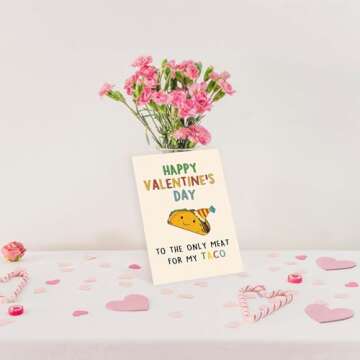 BENNLOOS Lovely Taco Valentines Day Card for Him Her, Naughty Valentine's Day Gift for Husband Wife, Romantic Boyfriend Girlfriend Vday Card, To The Only Meat for My Taco