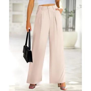 BTFBM Women High Waist Wide Leg Palazzo Pants Office Trousers