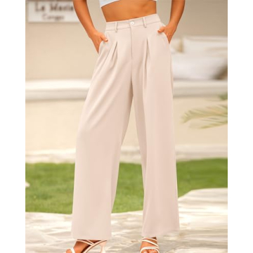 BTFBM Women High Waist Wide Leg Palazzo Pants Office Trousers