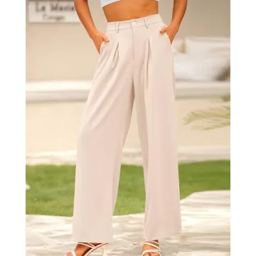BTFBM Women High Waist Wide Leg Palazzo Pants Office Trousers