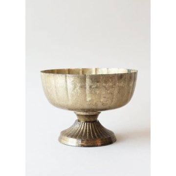 Afloral Distressed Gold Compote Bowl for Floral Arrangements