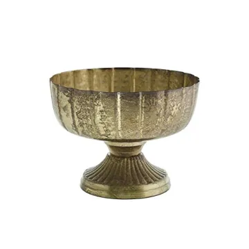 Afloral Distressed Gold Compote Bowl for Floral Arrangements
