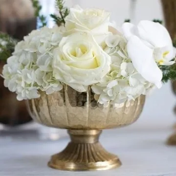 Afloral Distressed Gold Compote Bowl for Floral Arrangements