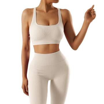 Stylish OMKAGI Ribbed Workout Set for Women