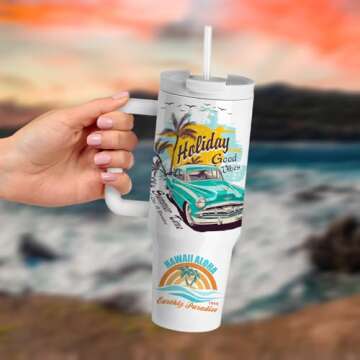 PYD Life 2 Pack 40 OZ Sublimation Tumblers with Handle White Blanks Stainless Steel Cups Mugs with Lid and Plastic Straw for Sublimation Oven Tumbler Heat Press Printing