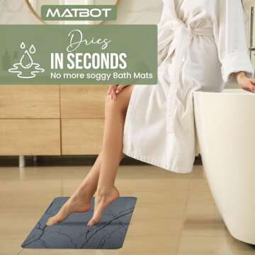 MATBOT Diatomite Stone Bath Mat, Non-Slip Diatomaceous Earth Mat, Quick Stone Drying, Highly Absorbe...
