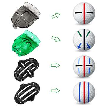 8 Pack Golf Ball Marker Liner Drawing Marker, 4 Golf Ball Marker Stencil and 4 Color Golf Ball Markers, Golf Ball Line Marker Tool, Golf Ball Alignment Marking Tool for The Golfer