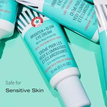 First Aid Beauty - Brighten + Glow Eye Cream with Niacinamide, Gives Skin an Instant Glow and Hydrates to Gradually Brighten & Help Reduce Appearance of Dark Circles, Safe for Sensitive Skin, 0.5 oz