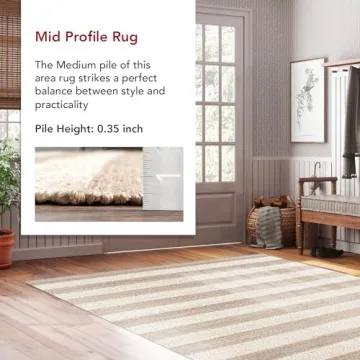 nuLOOM Alisia 10x13 Striped Jute Area Rug for Home Decoration