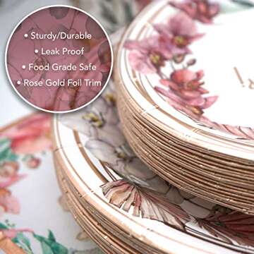 Bridal Shower Decorations She Said Yes Party Plates Cups Napkins Dinnerware Set for 25 Rose Gold Engagement Bachelorette Party Decor