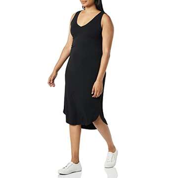 Amazon Essentials Women's Jersey Regular-Fit Sleeveless v-Neck Midi Dress (Previously Daily Ritual), Black, X-Small