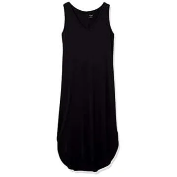 Amazon Essentials Women's Jersey Regular-Fit Sleeveless v-Neck Midi Dress (Previously Daily Ritual), Black, X-Small