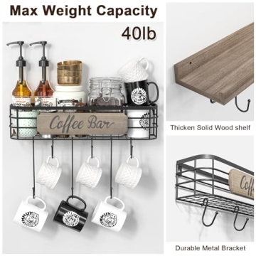 Coffee Mug Holder Organizer for Stylish Kitchen Storage