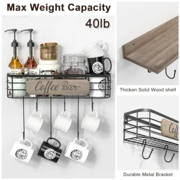 Coffee Mug Holder Organizer for Stylish Kitchen Storage
