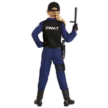 SWAT Team Girl Costume - Jumpsuit, Vest, Hat, Holster, Gloves