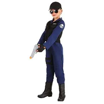 SWAT Team Girl Costume - Jumpsuit, Vest, Hat, Holster, Gloves
