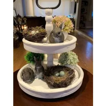 The Bridge Collection Faux Decorative Bird's Egg Nest - Cute Bird Nest with Eggs Tabletop Decoration for Spring, Summer, Everyday Home Decor (Robin's Eggs - Set of 2)